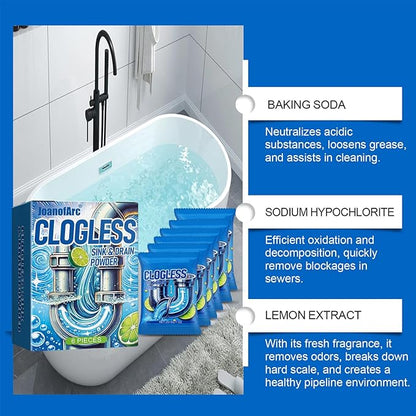 Drain Clog Remover 6 Packs Fast Acting Drain Cleaner Powders for Kitchen Sink Bathroom Shower Bathtub Powerful Pipe Unclogger Clears hair Grease Safe for Pipes