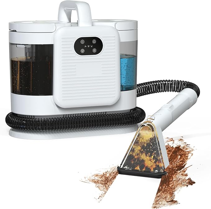 Portable Carpet Cleaner Machine, with 100℃ Steam & Deep Cleaning Suction,1300W Upholstery Steam Cleaner with Smart Voice Prompting, Self-cleaning, 4 Tools for Pets, Car, Couch and Stairs