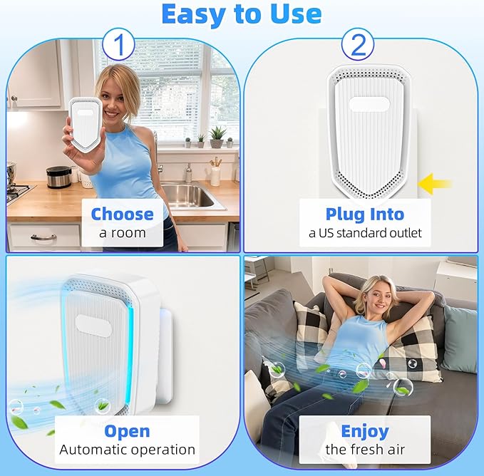 Air Ionizer Plug In-6Pack Negative Ion Air Purifiers Ionizer,Quiet Air Freshener Indoor Portable Cleaner,Wall Plug In Negative Air Purifier for Home,Bedroom,Office,Odor Reducer Pets,Smoke Smell