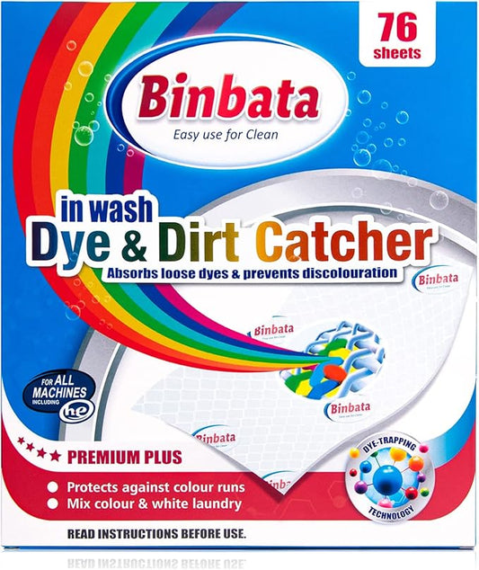 Binbata Color Grasper for Laundry 76 Count, Fragrance Free Dye Catcher Essential for Home Use, Dye Guard Grabber Sheets for Laundry in-Wash Sheets
