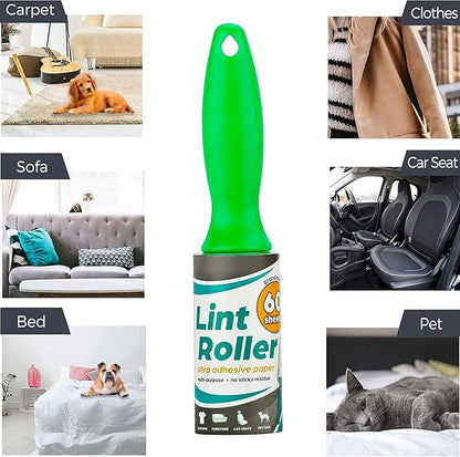 DecorRack Lint Roller with 2 Refills, Pet Hair Remover, 180 Extra Sticky Sheets, Lint Roller Brush, Dog & Cat Hair Removal, Lint, Dust from Clothes, Furniture and More