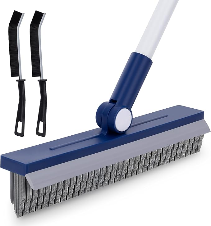Grout Brush with Long Handle, Grout Cleaner Brush for Tile Floors, Stiff Bristles for Crevice, Tile Line, Shower, Kitchen, Bathroom