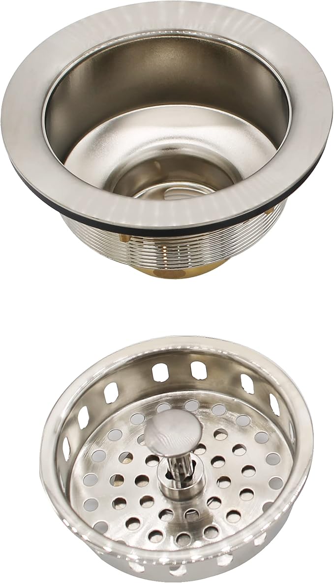 Westbrass A214-20 3-1/2" Post Style Large Kitchen Sink Basket Strainer, Stainless Steel