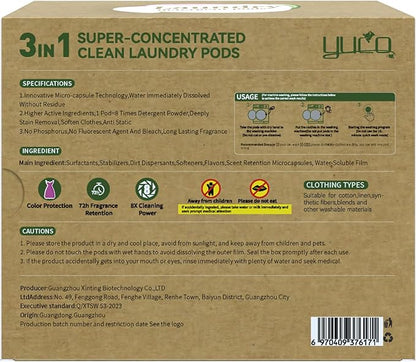 YUCO Pods Laundry Detergent Hypoallergenic, 3IN1 Super Cleaning Power, Microcapsule Fragrance Retention Technology (Forest Scent,1 Box of 32 Pod,Net 15g/pod,Net 480g)