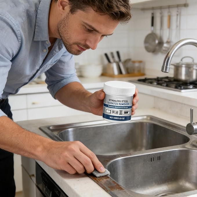 Scratch Eraser for Appliances, Stainless Steel Scratch Remover, Metal Cleaner, Removes Scratches From Sinks, Ranges, Fridges, Stoves & Appliances Restoration Maintenance
