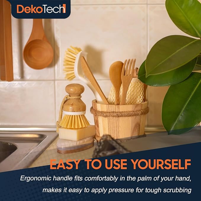 Premium Bamboo Dish Scrub Brush Eco-Friendly & Heavy-Duty Kitchen Cleaning Tool with Durable Natural Bristles, Ergonomic Wooden Handle for Effortless Dishwashing & Surface Scrubbing