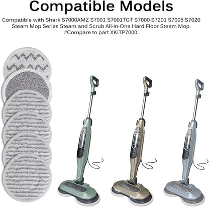 Sgizoku S7000 Pads Replacement Steam Mop Pads Compatible with Shark S8201 S8001 S7000AMZ S7001 S7001TGT S7000 S7201 S7000C Series Reusable Mop Refill Steam & Scrub All-in-One Hard Floor(2+2+2)
