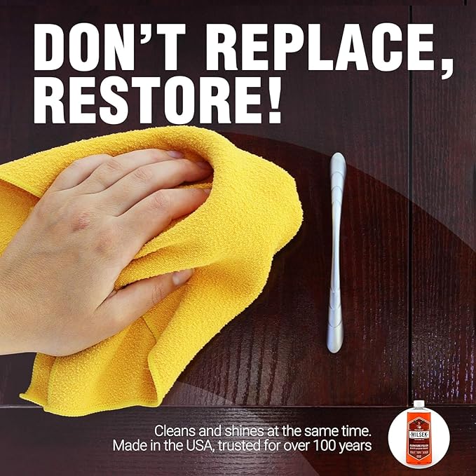 Milsek Furniture Polish and Wood Cleaner with Cinnamon Raspberry Scent - for Home and Household from Hardwood Floors to Kitchen Cabinets - 12 Fl Oz (Pack of 2) with Microfiber Towel