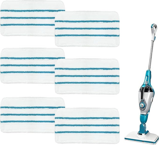 6 Packs Replacement Mop Pads Compatible with Black & Decker Steam Mop SM1600 SM1610 SMP20 Series HSMC1361SGP BDH1855SM, Microfiber Reusable Washable Mop Pads for Floor Cleaning