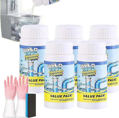 Wild Tornado Sink and Drain Cleaner, Wild Sink and Drain Cleaner - Foam Clog Remover for Kitchen Sinks, Bathroom Pipes, Toilets | Fast-Acting Formula (5pcs)