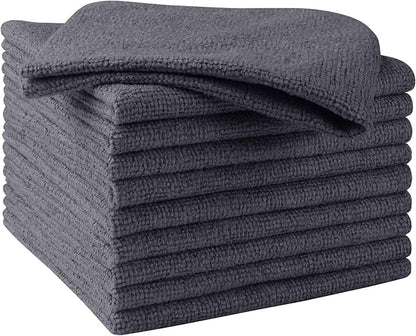 HOMEXCEL Grey Microfiber Cleaning Cloths, 10 Pack Microfiber Towels for Cars, Lint & Scratch-Free Cleaning Rags for House, Kitchen and Car 11.5 x 11.5 inch