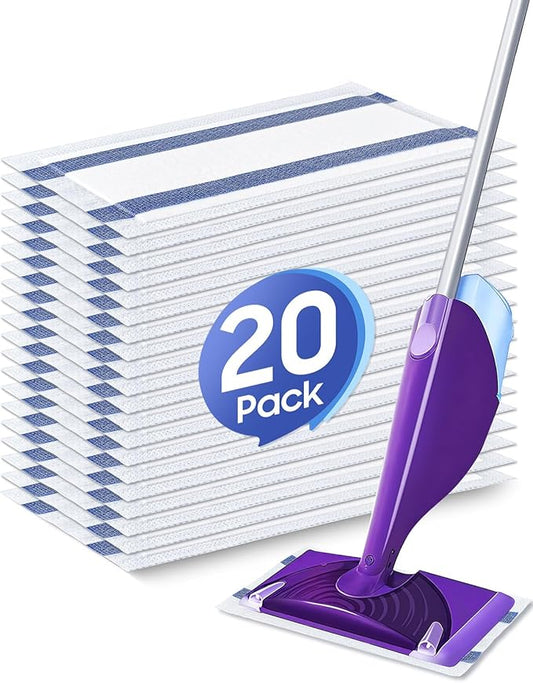 20 Count Disposable Mop Pads Refill for Swiffer WetJet Spray Mop - Wet Jet Mopping Pad Refill for Multi Surface Hardwood Floor Cleaning - Thickness & Absorbent