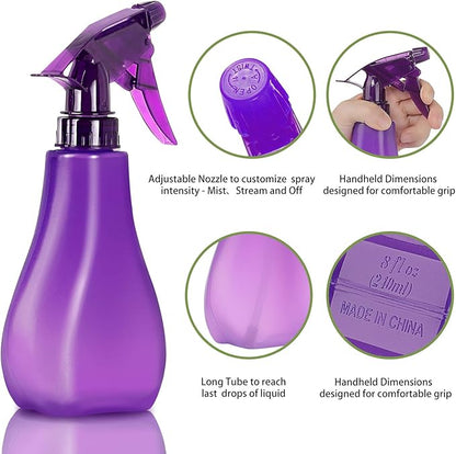 8 Oz Empty Plastic Spray Bottles with Adjustable Nozzle - Durable Trigger Sprayer with Mist & Stream Modes - Refillable Sprayer for Taming Hair, Hair styling, Watering Plants, Showering Pets - 4 Pack