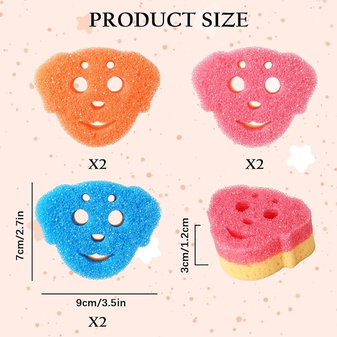 6 Pack Cute Dog Dish Sponge, Dual-Sided Cleaning Reusable Scrubbing Sponges for Dishes, Kitchen Accessories Dishwashing Sponge Scrubbers Kitchen Things Car Wash Sponges Non Scratch