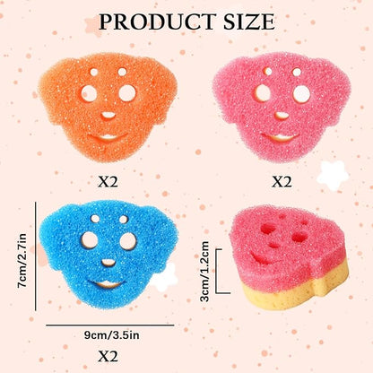 6 Pack Cute Dog Dish Sponge, Dual-Sided Cleaning Reusable Scrubbing Sponges for Dishes, Kitchen Accessories Dishwashing Sponge Scrubbers Kitchen Things Car Wash Sponges Non Scratch
