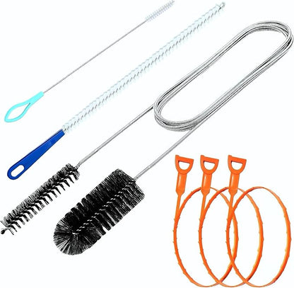 Drain Cleaning Brush, 79In Nylon Cleaner Double Ended Drain Brush Pipe Cleaning Set, Straw Cleaner Brush, Drain Snake, Tube Cleaning Brush for Bathroom Shower Kitchen Plug Hole (6 Pcs)