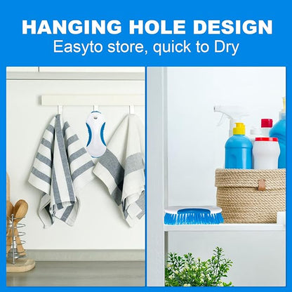 6.3" Multi Purpose Heavy Duty Scrub Brush with Non-Slip TPR, Cleaning Brush with Stiff Bristles for Tile Floors，Walls, Carpet, Tubs，Sink ，Blue