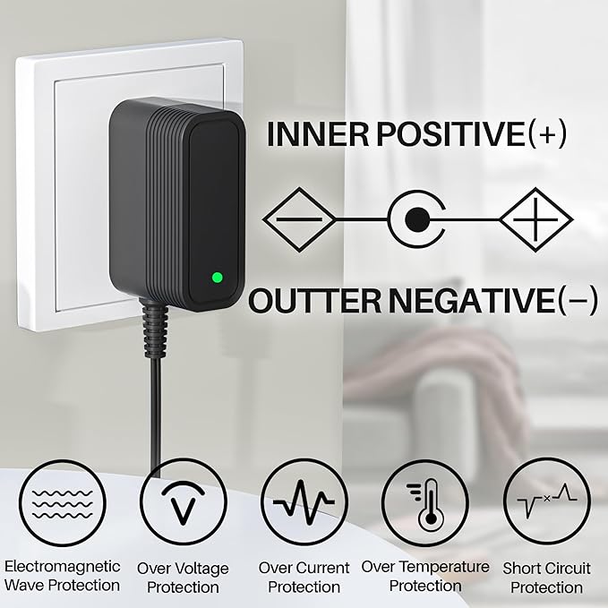9V Charger for Homitt Electric Spin Scrubber Power Cord for Homitt Scrubber Charger Power Supply for Scrubber Compatible with Homitt HM115C, HM115CW, HM115CD,HM115CG HM204C Power Scrubber AC Adapter
