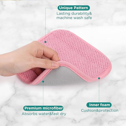 GeeRic Microfiber Dish Drying Mat, Super Absorbent Kitchen Dish Drying Pad, Reversible for Countertop, 7*7 inch Pink