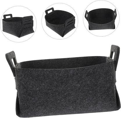 Felt Laundry Basket Handles Deep Gray Dirty Clothes Storage Bin Foldable Multifunctional Organizer for Bedroom Nursery and Playroom