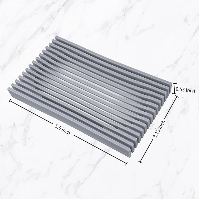 Aoheuo Modern Minimalist Soap Dish (3Pack),Drainage Silicone Soap Holder,5.5 Long by 3.15 Wide,0.55 inches high,Used for Kitchen,Bathroom,and Bar Sink(Red,Blue,Incanus)