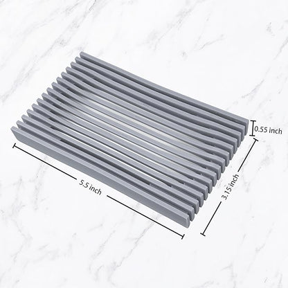 Aoheuo Modern Minimalist Soap Dish (3Pack),Drainage Silicone Soap Holder,5.5 Long by 3.15 Wide,0.55 inches high,Used for Kitchen,Bathroom,and Bar Sink(Red,Blue,Incanus)