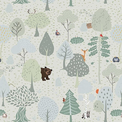 Vinjiasin Forest Animals Peel and Stick Wallpaper for Kids Room Nursery Woodland Theme Self Adhesive Removable Animal Wall Paper for Baby Room Playroom Decorative 17"x 200"