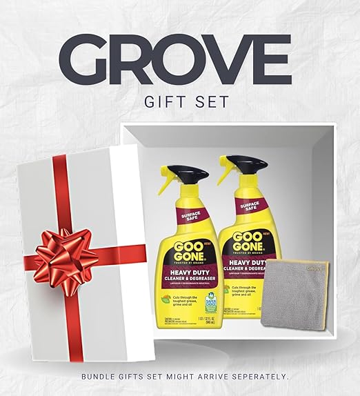 2x Goo Gone Citrus Scent Heavy Duty Degreaser 32 oz Liquid Bundle with Microfiber Cleaning Cloth – Cuts Through Grease, Grime, Oil, and Tough Build-Up on Multiple Surfaces – Gift Set (3 Items).