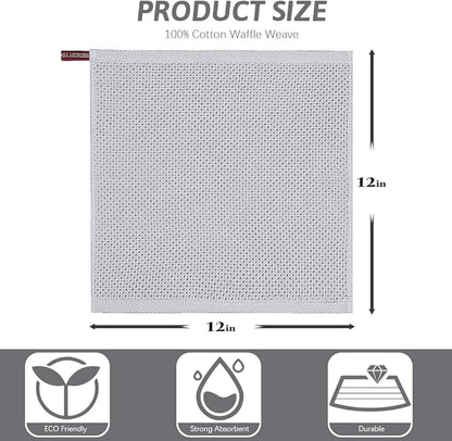 Nialnant 6 Pack Dish Rags, 100% Cotton Kitchen Dish Cloths for Washing Dishes, Soft and Absorbent Cleaning Rags - 12x12 Inch