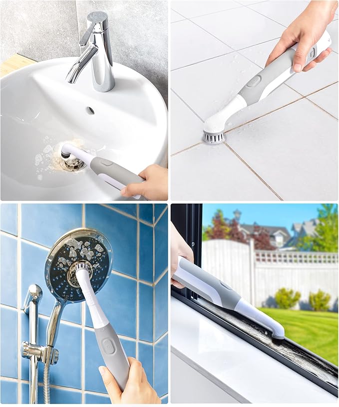kHelfer KH6A Replacement Grout Brush, Small Cordless Grout Cleaning Brush with 5 Replacement Brushes for Tile, Bathroom, Crevice, Corners, Bathtub, Kitchen