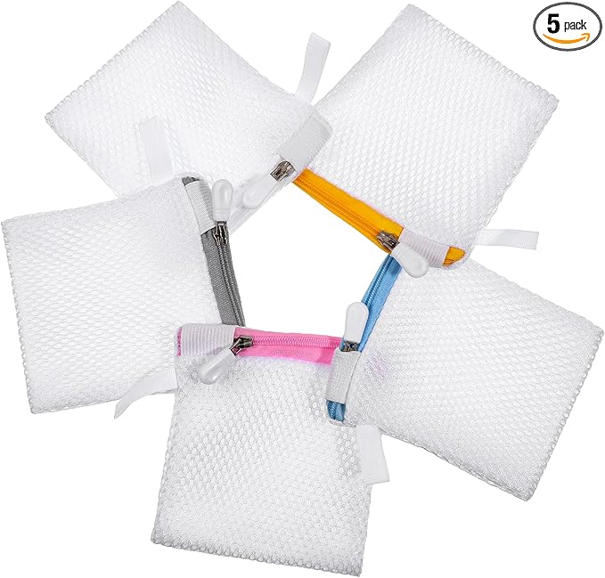 5 Pcs Small Mesh Laundry Bags Delicate Laundry Bag Durable Lingerie Bags for Washing Delicates Foldable Laundry Bag with Zipper for Clothing Socks Bra Storage Home Travel 3.9 x 4.3 Inch