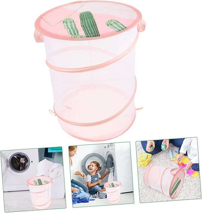 Zerodeko Foldable Mesh Laundry Hamper with Handles Space-saving Large Clothes Basket for Stuffed Animals Storage Portable Organizer for Dorm Apartment and Utility Use