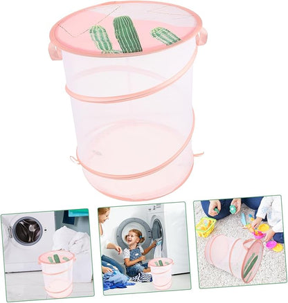 Zerodeko Foldable Mesh Laundry Hamper with Handles Space-saving Large Clothes Basket for Stuffed Animals Storage Portable Organizer for Dorm Apartment and Utility Use