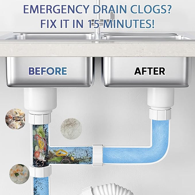 Powerful Pipe Dredging Agent, Pipeline Dredging Agent, Powerful Quick Cleaning Drain, Kitchen Sink Drains and Pipe Cleaner, for Kitchen Bathroom Toilet