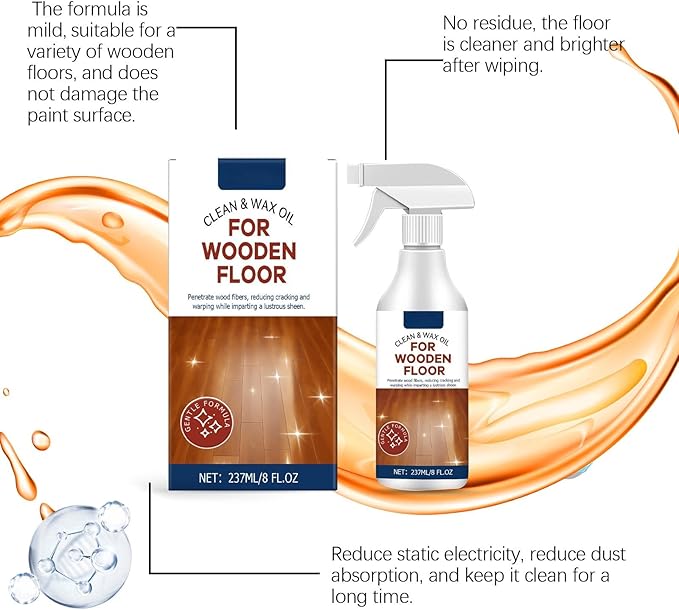 Wood Floor Polish and Restorer - 8 fl.OZ- High-Traffic Hardwood Floor, Natural Shine, Removes Scratches, Leaves Protective Layer Hardwood Floor Cleaner and Polish Restorer Combo