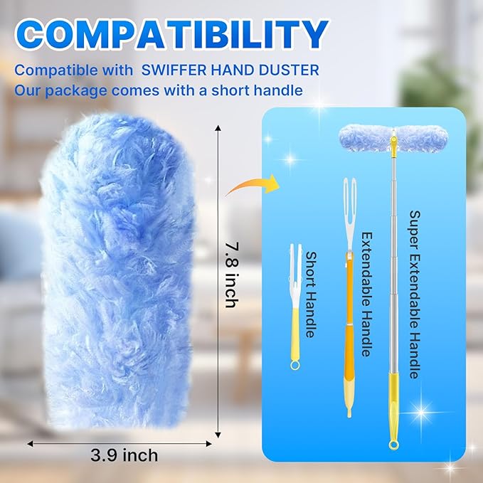 Duster Refill for Swiffer Duster, 30 Count Heavy Duty Duster Refills with 1 Handle, 360 Dusters Refills Kit with 4X Microfibers, Disposable Dusters for Swiffer Duster Extended Handle for Cleaning