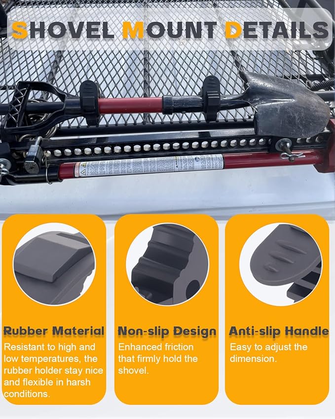 Shovel Mount - Axe Holder Quick-Release Wall Mount Fits 1-1/7'' to 1-3/7'' Diameter Tools Equipment for Rubber Material Shovel Holder for Roof Rack, Boats, Molle Panel, Axe (5 Pack)