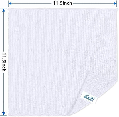 HOMEXCEL White Microfiber Cleaning Cloth 100 Pack, Microfiber Towel for Cars, Lint Free, Scratch-Free, Highly Absorbent, and Cleaning Rags for House, Window and Glass, Cars, TV Screen 11.5 X11.5 inch