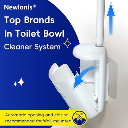 Newlonis® Disposable Toilet Brush with 32 Refills, Wall-Mounted Toilet Bowl Cleaning Wand, Toilet Brush and Holder Set