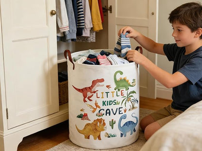 Kids Laundry Basket Animal Hamper for Nursery Dinosaur Hamper Cute Kids Storage Bin Organizer Room Decor for Home(Dinosaur)