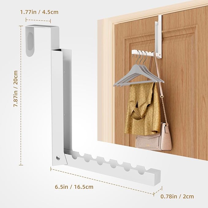 Over The Door Hanger Folding Clothes Drying Rack, Folding Hanging Coat Rack for Indoor Laundry Room Compact Small Space Foldable Portable Clothing Hanger Hook Collapsible- 2 Pack (White)
