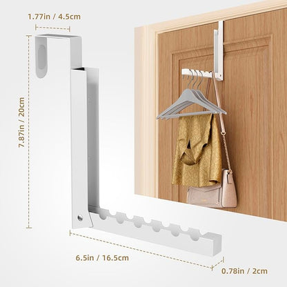 Over The Door Hanger Folding Clothes Drying Rack, Folding Hanging Coat Rack for Indoor Laundry Room Compact Small Space Foldable Portable Clothing Hanger Hook Collapsible- 2 Pack (White)