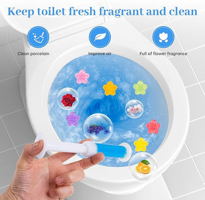 9 Pcs Toilet Gels 117 Count 9 Kinds of Scent Toilet Cleaner Bowl Gel Stamp Kit Toilets Stain Removal Cleaner Flower Stamps Air Freshener for Bathtubs Bathroom (9)