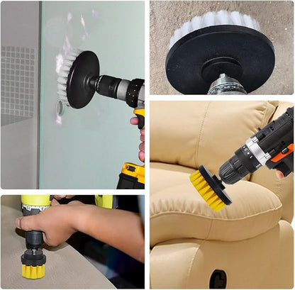 HIFROM Drill Brush - 4 inch Power Drill Attachment Soft Bristle White Quick Change Shaft Scrub Cleaning Brush for Carpet, Upholstery, Leather, Glass (White)