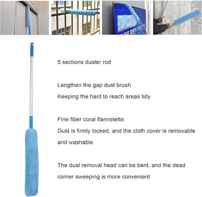 Ceiling Fan Duster Extendable Duster with Long Handle, Bendable Dust Removal Tool Multipurpose Soft Fleece Duster for High Ceiling Blinds Furniture Cracks Corner