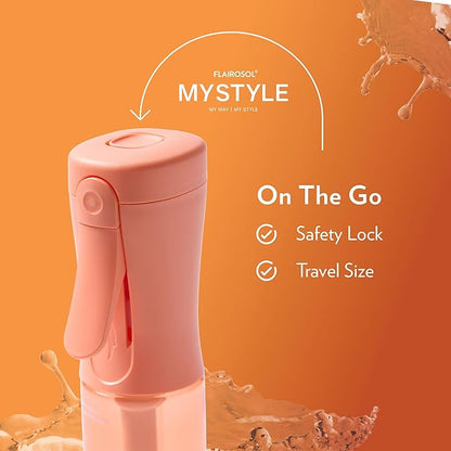 FLAIROSOL MyStyle, Spray Bottle for Hair - Small Travel Spray Bottle, Ultra Fine Continuous Water Mist for Face, Hairstyling, Salon, Cleaning, Beauty, Toners, Hydration & Makeup, 3.04oz / 90ml, Peach