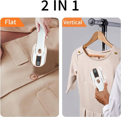 1000W Travel Steamer for Clothes, Portable 2-in-1 Handheld Steamer & Iron, 20s Fast Heat-Up, Sharp-Corner Detail Panel, Foldable 180° Handle, Compact for Home & Travel (Pearl White)