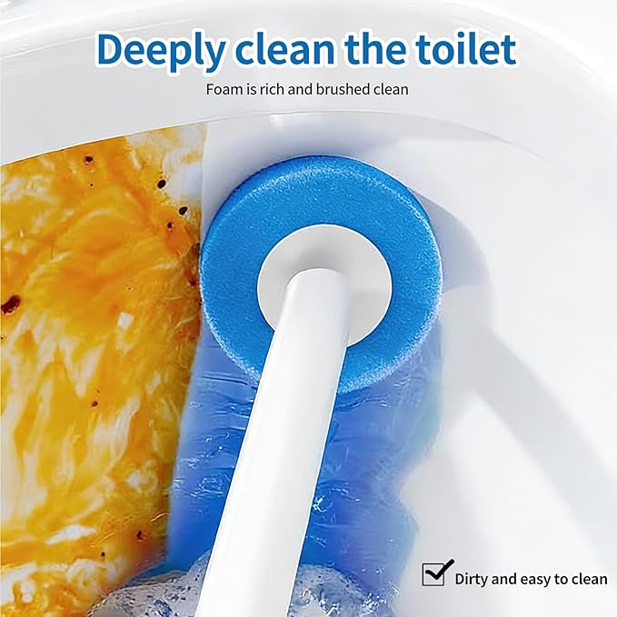 SOPAMI Disposable Toilet Cleaning System - Toilet Wand Kit with 16 High-Performance Refills, Wall Mounted Toilet Brush and Holder for Deep Cleaning Bathroom