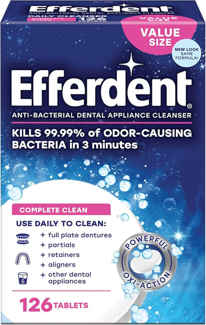 Efferdent Retainer Cleaning Tablets, Denture Cleaning Tablets for Dental Appliances & Retainer Cleaning Tablets, Denture Cleanser Tablets for Dental Appliances, Complete