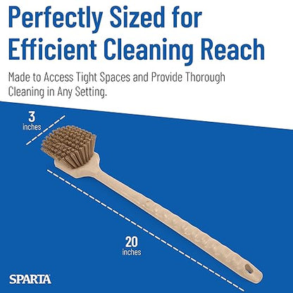 SPARTA 40501EC25 Plastic Large Scrub Brush, Kitchen Brush, Utility Brush With Long Handle For Cleaning, 20 Inches, Tan, (Pack of 6)